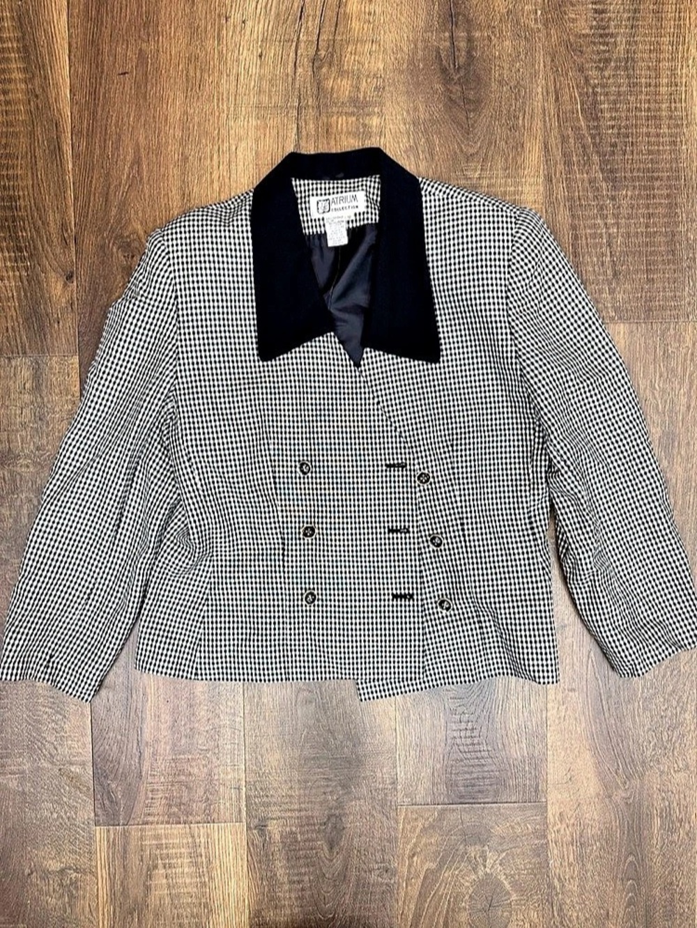 Artrium Collection Checkered Blazer in Black & White Size 12 Like New